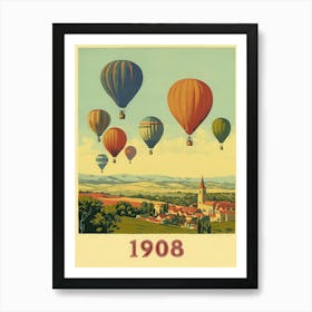 Aihrgdesign A Vintage Travel Poster Of A 1908 Hot Air Balloon D2ad81e6 8a1c 4aba 83d5 E019b5c935c4 1 Art Print