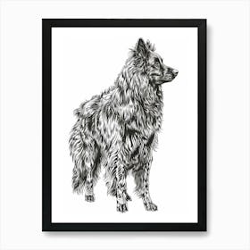 Belgian Tervuren Dog Line Sketch 2 Art Print