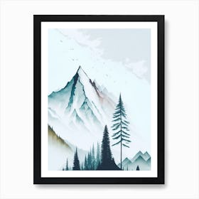 Mountain And Forest In Minimalist Watercolor Vertical Composition 29 Art Print