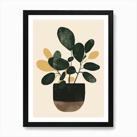 Jade Plant Minimalist Illustration 5 Art Print