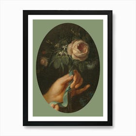 Hand Holding A Rose Art Print