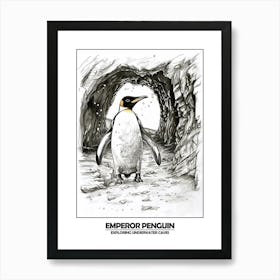 Penguin Exploring Underwater Caves Poster 2 Art Print