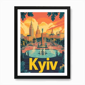 Aihrgdesign A Retro Travel Poster For Kyiv 5 Art Print