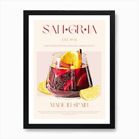 Sangria Cocktail Mid Century Art Print