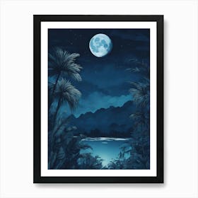 Full Moon In The Jungle 6 Art Print