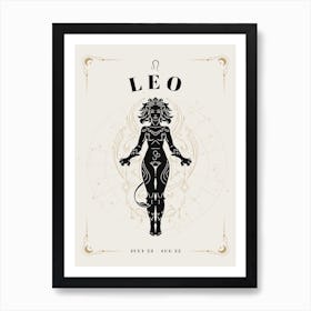 Leo Zodiac Celestial Woman Art Print