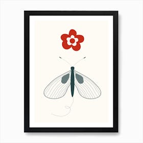 Flower and bee Art Print