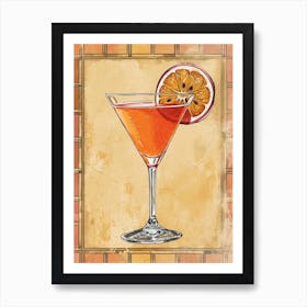 Porn Star Martini Cocktail Watercolour 1 Art Print
