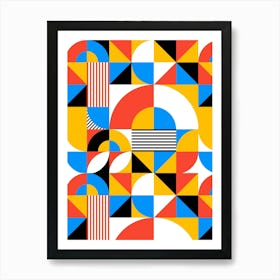 Abstract Geometric Pattern - Bauhaus geometric retro poster #3, 60s poster Art Print