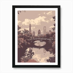 Duotone Illustration Zilker Metropolitan Park Austin Texas 3 Art Print