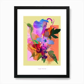 Forget Me Not 4 Neon Flower Collage Poster Art Print