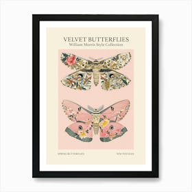 Velvet Butterflies Collection Spring Butterflies William Morris Style 2 Art Print