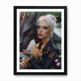 Girl With A Dragon 1 Art Print