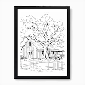 The Golden Oak Ranch (Inside Out) Fantasy Inspired Line Art 3 Art Print