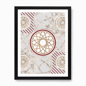 Geometric Abstract Glyph in Festive Gold Silver and Red n.0069 Art Print