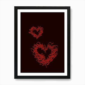 Red Heart On Black Background Art Print