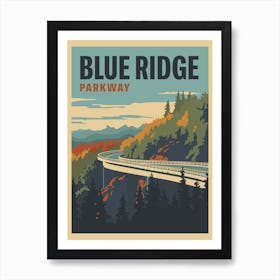 Blue Ridge Parkway Travel Poster Shenandoah National Park to Great Smoky Mountains National Park Art Print