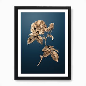 Gold Botanical Apothecary Rose on Dusk Blue n.0522 Art Print