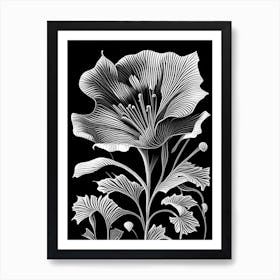 Poppy Leaf Linocut 2 Art Print