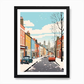Vintage Winter Travel Illustration Newcastle United Kingdom 1 Art Print