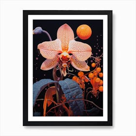 Surreal Florals Monkey Orchid 3 Flower Painting Art Print