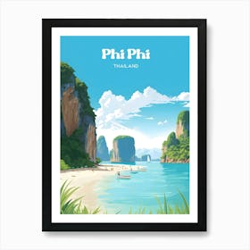 Phi Phi Thailand Holiday Travel Illustration Art Print