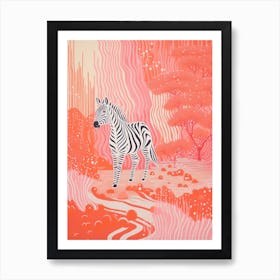 Zebra With The Trees Pink 4 Art Print