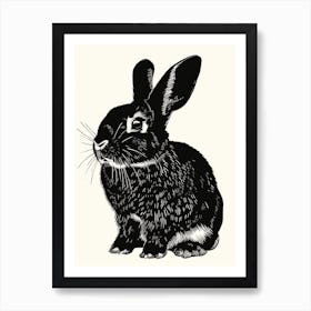 French Lop Blockprint Rabbit Illustration 7 Art Print