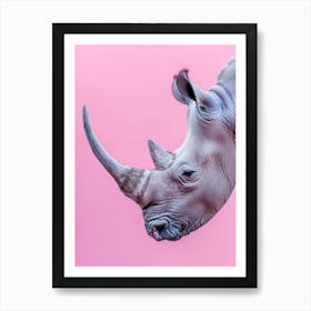 Rhino On Pink Background 4 Art Print