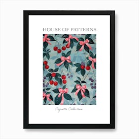 Folk Cherries And Bows 3 Pattern Poster Art Print