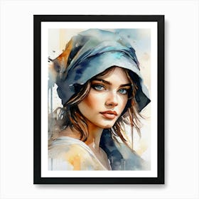 Woman Watercolor Portrait Art Print