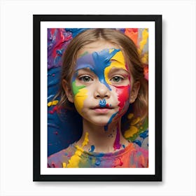 Little Girl With Paint On Her Face Art Print