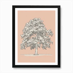 Pecan Tree Minimalistic Drawing 2 Art Print