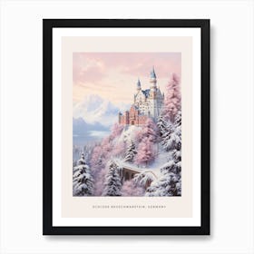 Dreamy Winter Painting Poster Schloss Neuschwanstein Germany Art Print