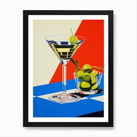 Martini Green Olives Art Print