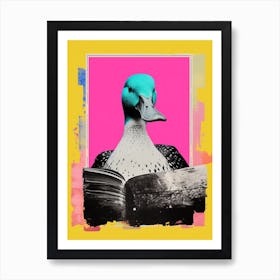 Risograph Style Collage Of A Duck Art Print