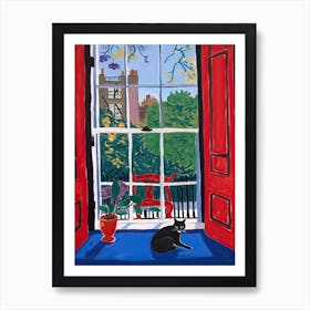 Open Window With Cat Matisse Style London 4 Art Print