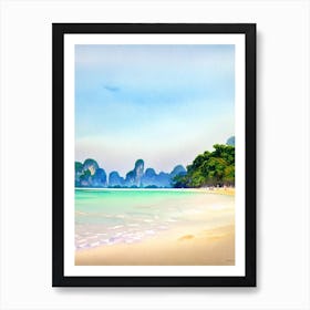 Railay Beach, Krabi, Thailand Watercolour Art Print