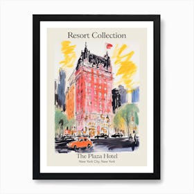 Poster Of The Plaza Hotel   New York City, New York   Resort Collection Storybook Illustration 3 Art Print