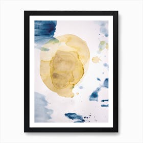 Aquarelle Mustard Yellow Meets Sea Blue Art Print