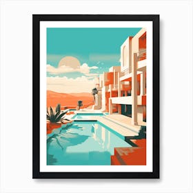 Abstract Illustration Of South Padre Island Texas Orange Hues 4 Art Print