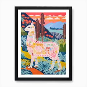 Maximalist Animal Painting Llama 1 Art Print