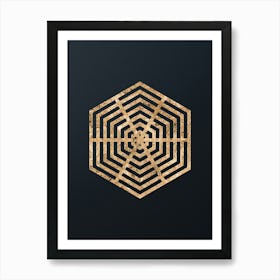 Abstract Geometric Gold Glyph on Dark Teal n.0402 Art Print