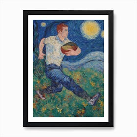 American Football In The Style Of Vang Gogh 3 Art Print