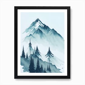 Mountain And Forest In Minimalist Watercolor Vertical Composition 26 Art Print