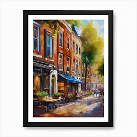 The city of Amsterdam,Netherlands, streets, cafes, passing by, the beauty of summer, oil colors.23 Poster