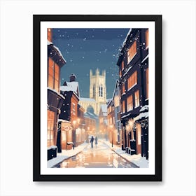 Winter Travel Night Illustration York United Kingdom 3 Art Print