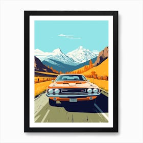 A Dodge Challenger In The The Great Alpine Road Australia 2 Art Print