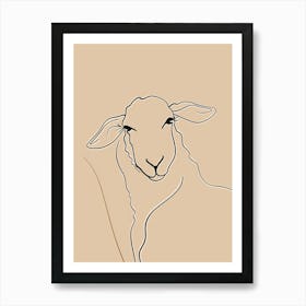 Sheep - Boho, Line Art 1 Affiche