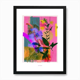 Larkspur 4 Neon Flower Collage Poster Art Print